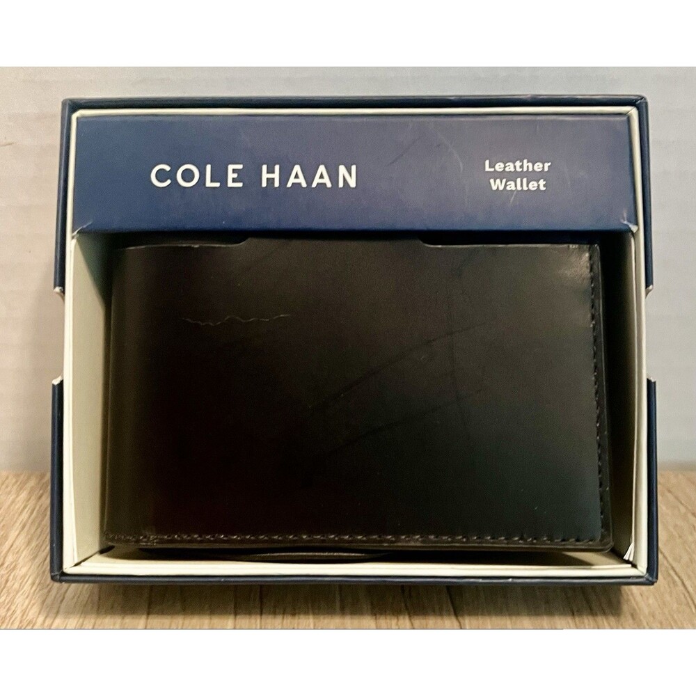 New In Box Cole Haan genuine leather RFID Protected bifold wallet